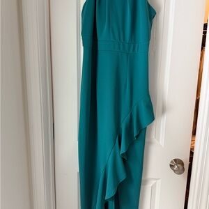 Teal Asymmetrical Ruffle Formal Dress | Elegant Evening Gown